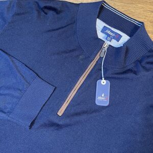 NWT johnnie-O Baron Lightweight Wool 1/4 Zip Pullover Sweater Navy Mens 4XL $228